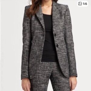 Theory Black and White Tweed Blazer Size 6